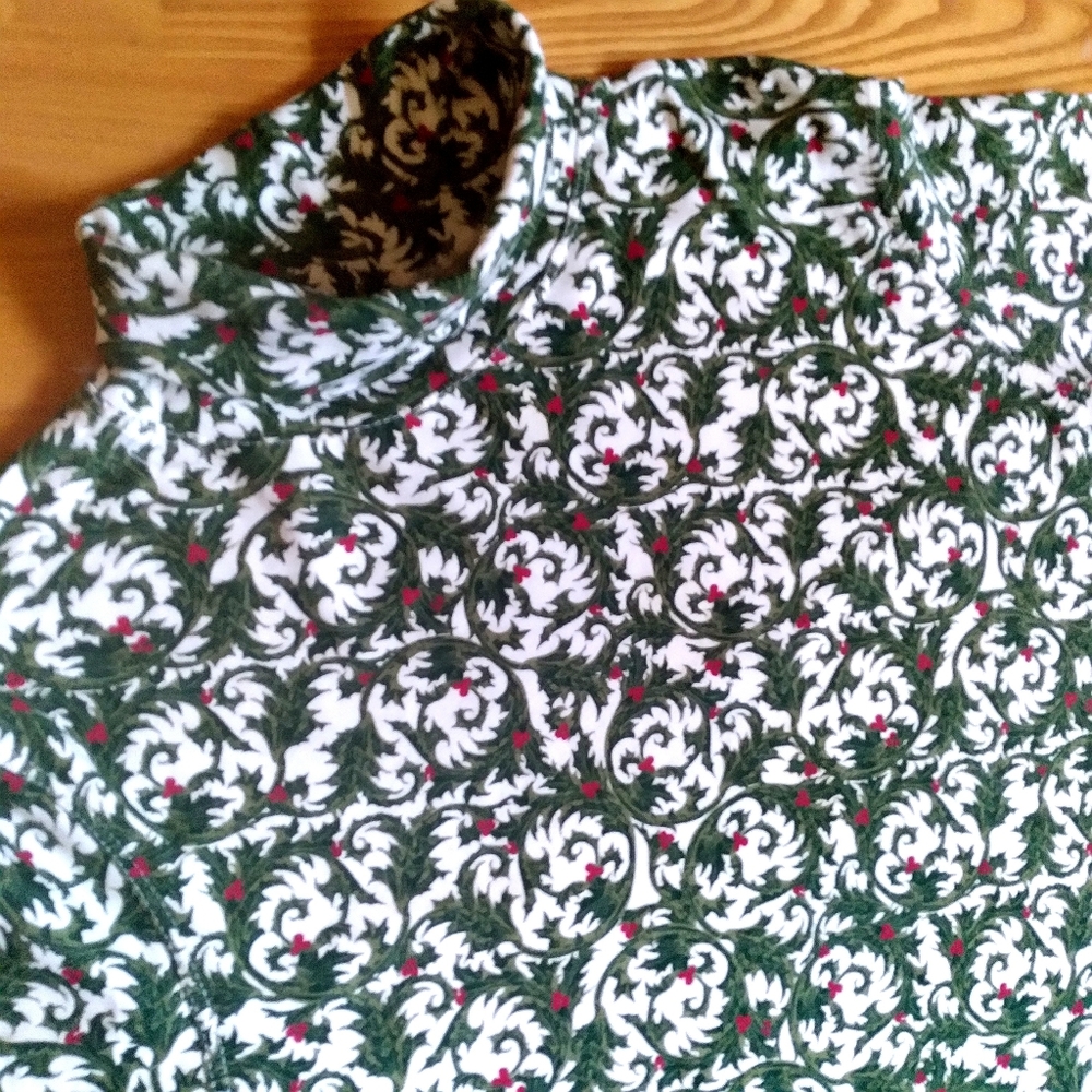 White Stag Christmas Poinsettia Long Sleeve Turtleneck Cozy Cotton Novelty XXL‎